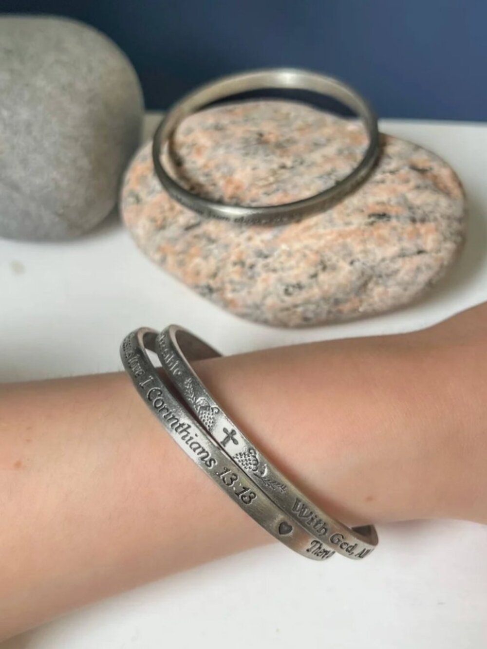Inspirational Message Pewter Bracelets Bangle - Angels